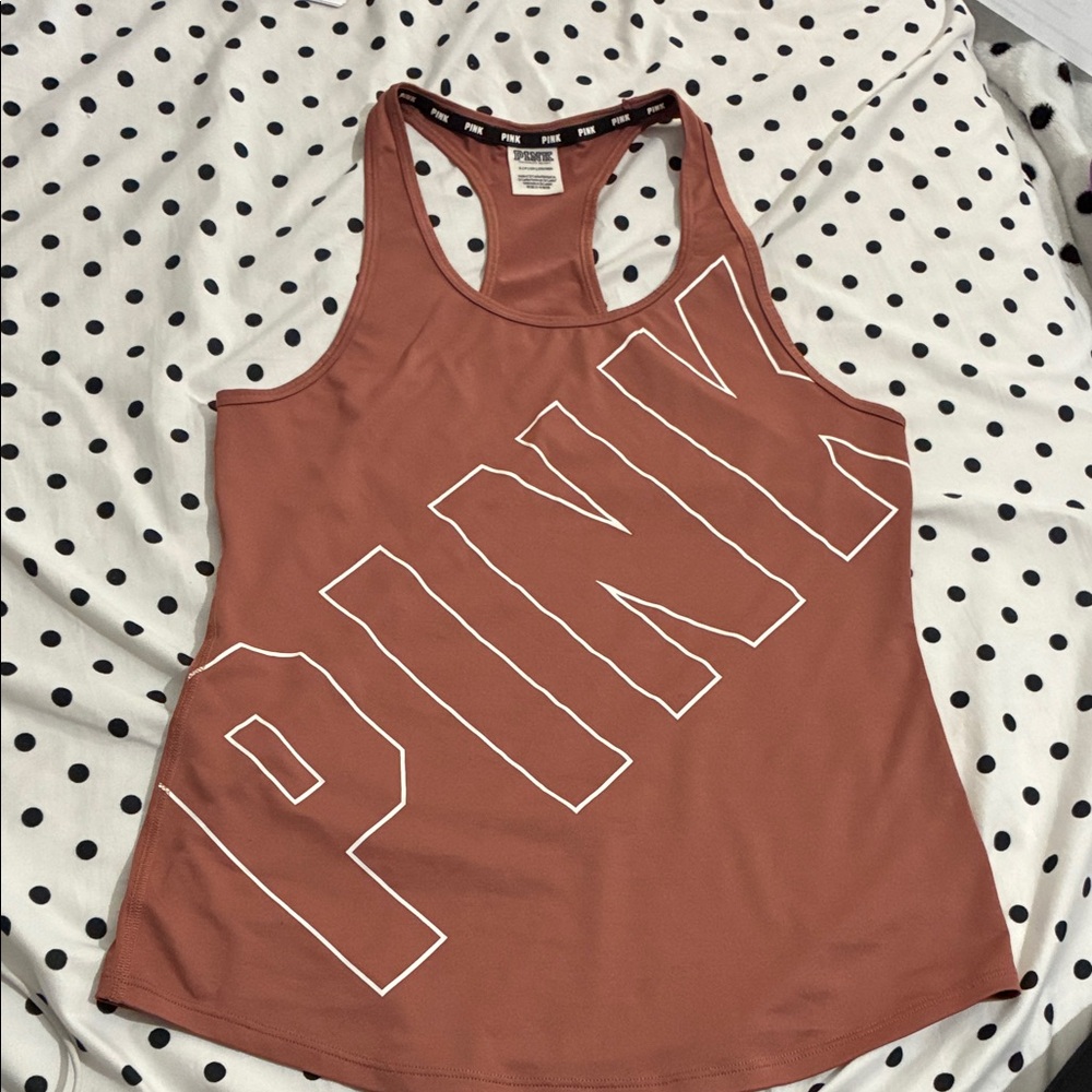 PINK Victoria's Secret Dusty Rose Racerback Tank with Bold Logo